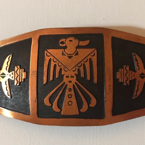 🧡Vintage 1960’s Solid Copper Aztec Belt Buckle🧡 - Picture 4 of 12
